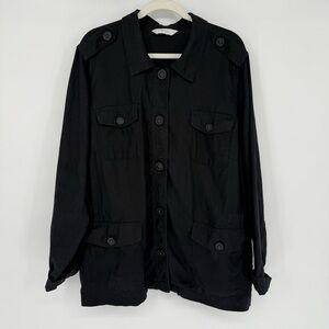 Relativity Black Utility Jacket with Button Front